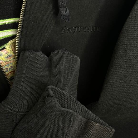 SUPREME Lakshmi Full Zip Embroidered Hoodie Black Sz Large - Picture 7 of 11